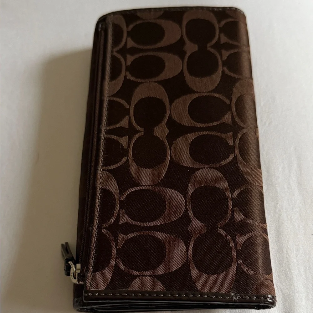 Coach Dark Brown Signature Clutch